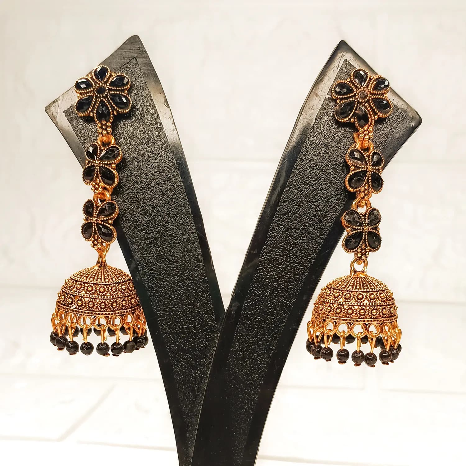 Floral Cascade with Dome Jhumka - Image 1
